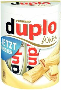Ferrero Duplo White, Haselnusscreme und Waffeln umhüllt von weißer Schokolade, 10er Pack