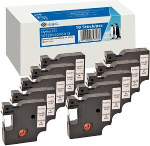 Schriftband Vorteilspack, 12 mm x 7 m, kompatibel zu 45013/S0720530, schwarz auf weiß