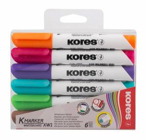 Whiteboard/Flipchartmarker-Set, 6 Farben, Rundspitze 3 mm, schnell trocknend, 48 h Cap-off