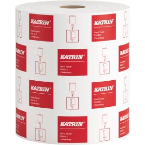 Handtuchrolle Katrin Classic M2, weiß, 2-lagig, perforiert, Rolle à 500 Blatt = 150 m, Blattgröße: 20,5 x 30 cm, 1 Packung = 6 Rollen