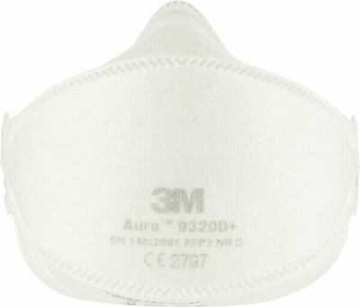 3M Aura 9320D+, FFP2 Atemschutz-Maske, Einweg-Partikel-Atemschutzmaske, FFP2-Maske, ohne Ventil, 5 Stück/Karton