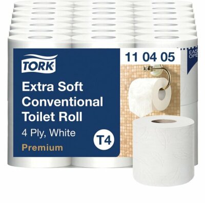 Toilettenpapier Premium, 4-lagig, weiß, mit Prägung, weiße Hülse