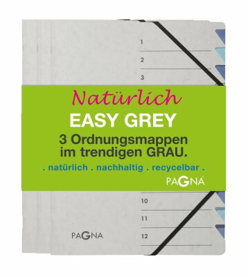 Pagna Ordnungsmappenset 12 Fächer Easy Grey sortiert 3 Stück