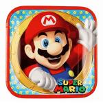 Pappteller Super Mario  quadratisch 23x23cm 8er, Amscan
