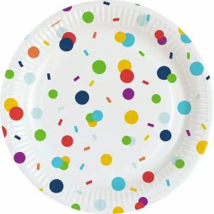Pappteller Konfetti  23cm 8er, Confetti Birthday,, Amscan