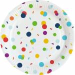 Pappteller Konfetti  23cm 8er, Confetti Birthday,, Amscan