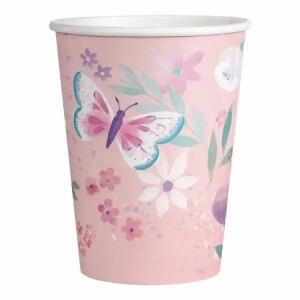 Pappbecher Flutter  Butterfly 250ml 8er, Amscan