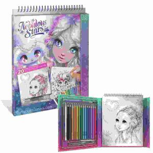 Nebulous Stars Aquarell  Skizzenbuch, 20 Seiten mit je 1 Vorlage, 15 wasserlösliche Buntstifte, 1, Pinsel, 1 Wassertankstift, ab 7 Jahren,, Toynamics