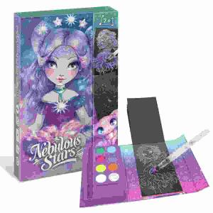 Nebulous Stars Aquarell  Set für unterwegs,  "Rabenschwarz", Inhalt: 8 Metallic-Farben, 1 nachfüllbarer, Pinsel, 16 schwarze Seiten, ab 7 Jahren,, Toynamics