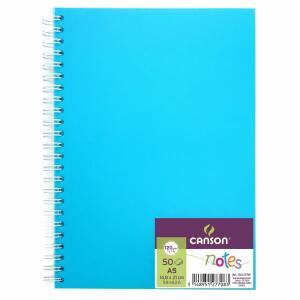 Skizzenbuch Notes A5  50 Blatt 120g blau, mit Spiralbindung,, CANSON