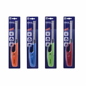 Stabfeuerzeug PROF 27cm  4fach sortiert Blister, 4 Farben: orange, blau, grün, rot, ISO 22702, Polyflame