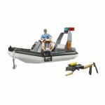 bruder bworld Polizei  Schlauchboot 1:16, mit Polizist,...
