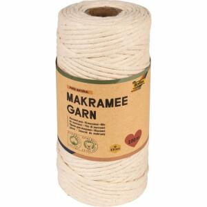 Makramee Garn PURE  NATURAL 100m D: 3,5mm, 100% Baumwolle, extra weich,, folia