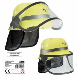 Idena Feuerwehrhelm  Kindergröße, mit großem klappbarem Visier und Nackentuch