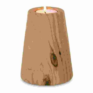 Teelichthalter Holzdesign  H12cm hellbraun Keramik, Durchmesser 9,3 cm, Höhe 12,3 cm, aus Porzellan, Riffelmache