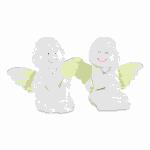 Engel sitzend 9cm weiss  gold Porzellan sortiert, 2-fach...