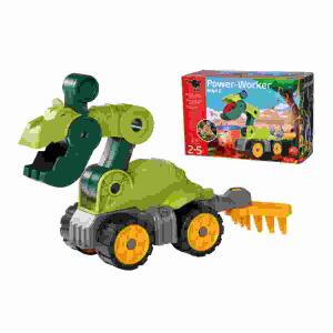 BIG Power-Worker Dino  T-Rex, extrem robust mit hochwertiger Bereifung,, mit Bagger Funktion und klappbarem Rechen,, für drinnen und draußen,, Simba Dickie