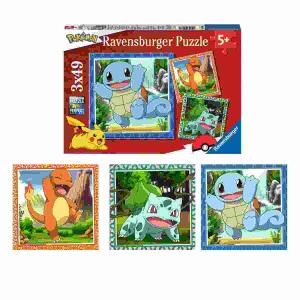 Ravensburger Puzzle  3x49 Teile Pokemon, Pokemon Glumanda, Bisasam und Schiggy, ab 5 Jahren,