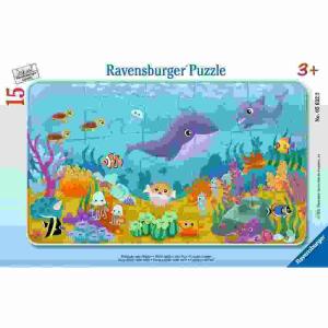 Ravensburger Rahmenpuzzle  15 Teile Tierkinder, Tierkinder unter Wasser,, ab 3 Jahren