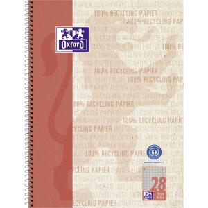 Oxford Recycling Collegeblock A4+ (220 x 295 mm), 80 Blatt, kariert mit Doppelrand, Optik Paper®, 4fach gelocht