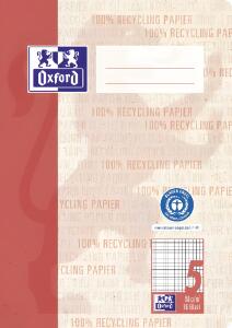 Oxford Recycling Schulheft A5, 16 Blatt, Lineatur 5 (kariert 5 mm)