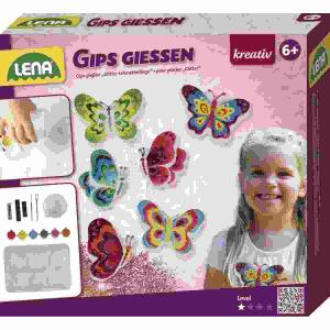 Gipsgießen Glitter  Schmetterlinge, Set zum Gießen und Gestalten von Glitzer-Schmetterlingen,, in 6 verschiedenen Formen mit Magnet,, mit Gips, Gussform, 6 verschiedene Farben,, Glitzer und Magnetstreifen, inkl. Werkzeug,, ausführliche Anleitung,, ab 6 Ja