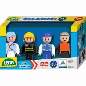 LENA Spielfiguren-Set  blau, Spielfiguren: Doktor, Feuerwehrmann, Polizist, Bauarbeiter,, Kompatibel für die Fahrzeuglinien TRUXX und TRUXX²,, Indoor & Outdoor geeignet,, ab 12 Monaten