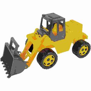 LENA GIGA Truck Eco  Schaufellader, Aufsitz-Schaufellader aus Kunststoff-Holz-Gemisch,, 6 mm verzinkte Stahlachsen, 360° drehbarer Baggeraufsatz,, große Schaufel mit Griff,, Länge: 63 cm, Indoor & Outdoor geeignet,, ab 3 Jahren