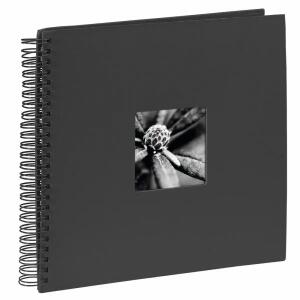 Spiralalbum 36x32cm  Fine Art schwarz, Fotoalbum zum Einsteckenmit Ausstanzung,, 50 schwarze Seiten mit Pergaminschutzseiten,, für 200 Fotos 10x15cm, Hama
