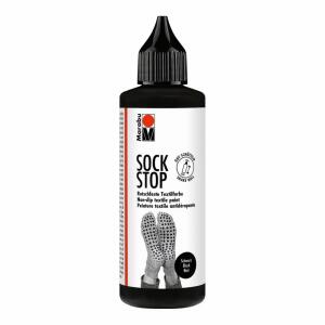 Sock Stop Rutschfeste  Textilfarbe schwarz, weiche, gummiartige Textilfarbe, auf Wasserbasis,, für helle und dunkle Textilien wie Socken,, Badvorleger und Teppiche,, sorgt für sicheren Halt auf glatten Flächen wie Fließen,, Parkett oder Laminat, bis zu 40