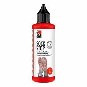 Sock Stop Rutschfeste  Textilfarbe rot, weiche, gummiartige Textilfarbe, auf Wasserbasis,, für helle und dunkle Textilien wie Socken,, Badvorleger und Teppiche,, sorgt für sicheren Halt auf glatten Flächen wie Fließen,, Parkett oder Laminat, bis zu 40°C w
