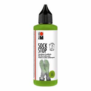 Sock Stop Rutschfeste  Textilfarbe reseda, weiche, gummiartige Textilfarbe, auf Wasserbasis,, für helle und dunkle Textilien wie Socken,, Badvorleger und Teppiche,, sorgt für sicheren Halt auf glatten Flächen wie Fließen,, Parkett oder Laminat, bis zu 40°