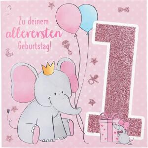 Zahlenkarten mit Musik  1. Geburtstag, Motiv 1, Depesche