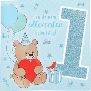 Zahlenkarten mit Musik  1. Geburtstag, Motiv 2, Depesche