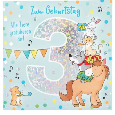 Zahlenkarten mit Musik  3. Geburtstag, Motiv 6, Depesche