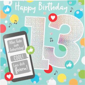 Zahlenkarten mit Musik  13. Geburtstag, Motiv 23, Depesche