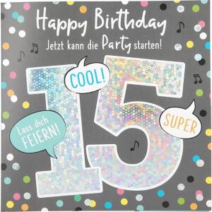 Zahlenkarten mit Musik  15. Geburtstag, Motiv 25, Depesche