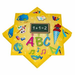 Serviette 33x33cm  Schulanfang gelb, 3-lagig, 20 Stück, Heku