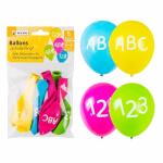 Luftballons Schulanfang  25,4cm 5er, 1 2 3, blau, pink,...