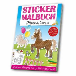 Mal und Stickerbuch A4  Pferde und Ponys, ab 3 Jahren