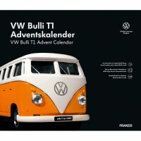 Adventskalender VW Bulli  T1 orange/weiß, detailgetreues VW-Bulli-Modell,, hochwertige Kunststoff-Basis mit Soundmodul, Franzis