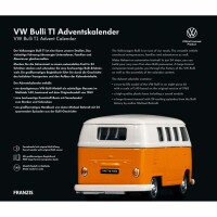 Adventskalender VW Bulli  T1 orange/weiß, detailgetreues VW-Bulli-Modell,, hochwertige Kunststoff-Basis mit Soundmodul, Franzis