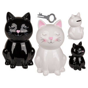 OOTB Spardose mit Schloss Katze ca. 16 cm