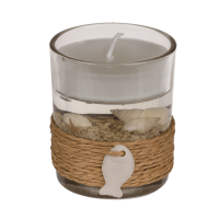 Gel-Wachskerze im Glas mit Sisal-Meeresdeko,