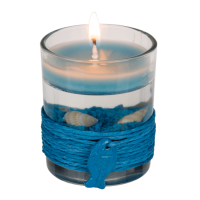Gel-Wachskerze im Glas mit Sisal-Meeresdeko,
