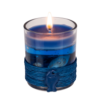 Gel-Wachskerze im Glas mit Sisal-Meeresdeko,