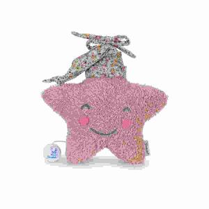 Plüsch Spieluhr L Stern  rosa, aus Frottee und Singlejersey, besticktes Gesicht,, Melodie: Brahms Wiegenlied,, Sterntaler