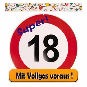Riesenschild "Hurra! 18"  D50cm FSC-Mix