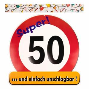 Riesenschild "Super! 50"  D50cm FSC-Mix