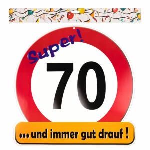 Riesenschild "Super! 70"  D50cm FSC-Mix